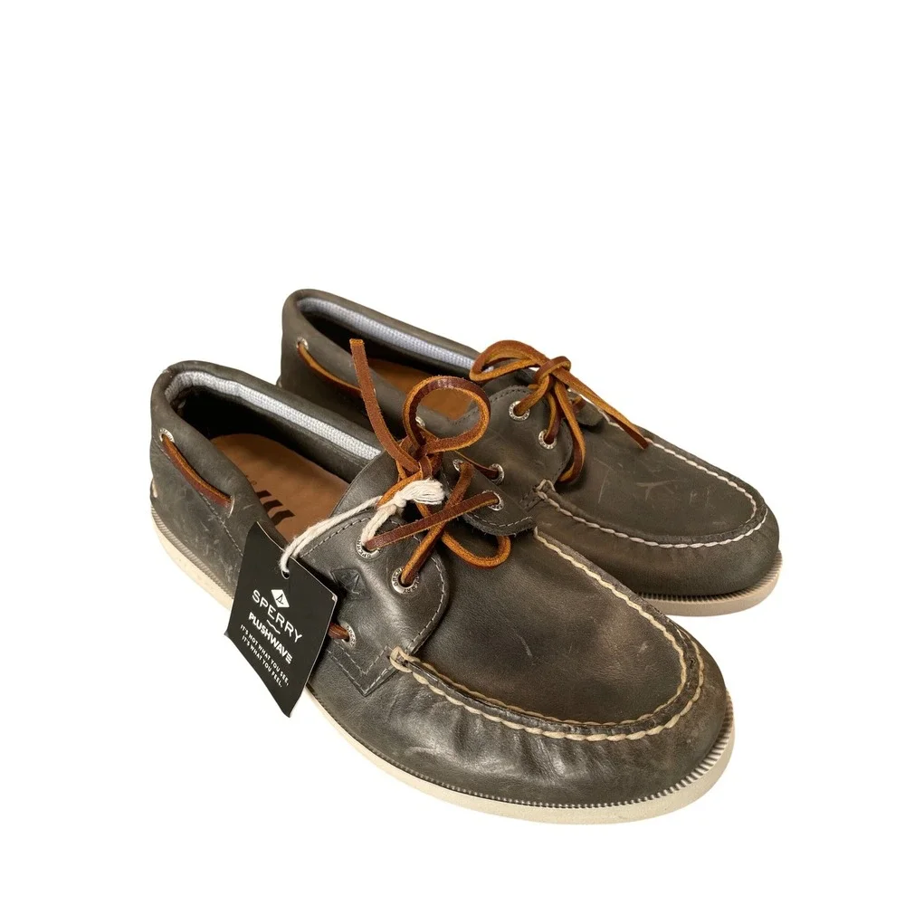 Sperry Top-Sider Plushwave Grey Leather Boat Shoes Mens 9M STS22196